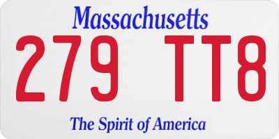 MA license plate 279TT8