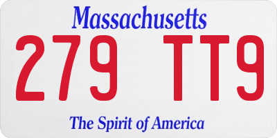 MA license plate 279TT9