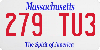 MA license plate 279TU3