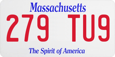 MA license plate 279TU9
