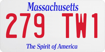 MA license plate 279TW1