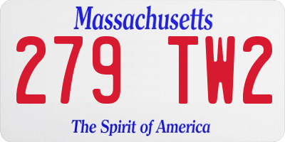 MA license plate 279TW2