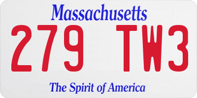 MA license plate 279TW3