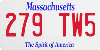 MA license plate 279TW5