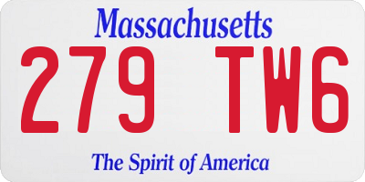 MA license plate 279TW6