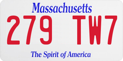 MA license plate 279TW7