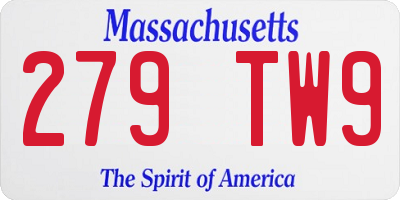MA license plate 279TW9