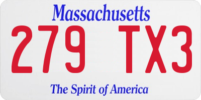 MA license plate 279TX3