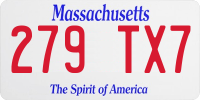 MA license plate 279TX7