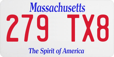 MA license plate 279TX8