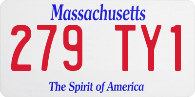MA license plate 279TY1