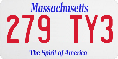 MA license plate 279TY3