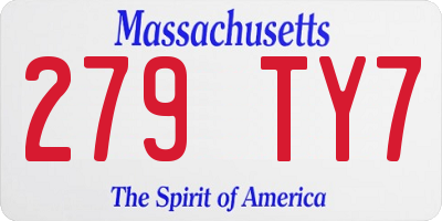 MA license plate 279TY7