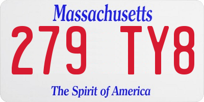MA license plate 279TY8