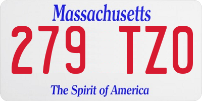 MA license plate 279TZ0