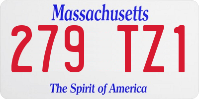MA license plate 279TZ1