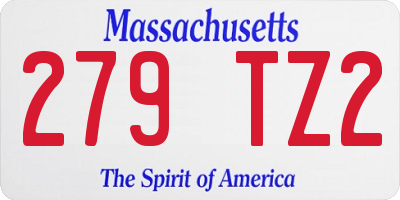 MA license plate 279TZ2