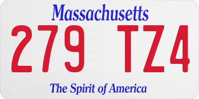 MA license plate 279TZ4