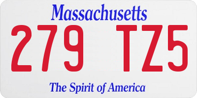 MA license plate 279TZ5