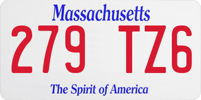 MA license plate 279TZ6