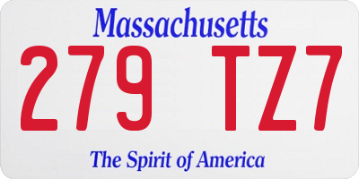 MA license plate 279TZ7