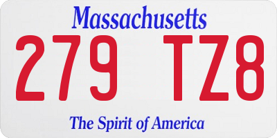 MA license plate 279TZ8