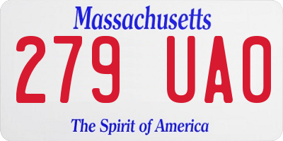 MA license plate 279UA0
