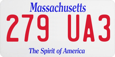 MA license plate 279UA3