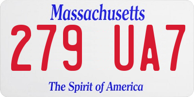 MA license plate 279UA7