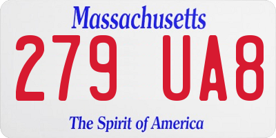 MA license plate 279UA8