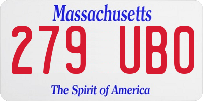 MA license plate 279UB0