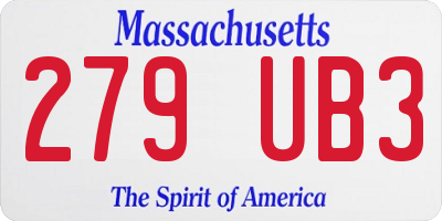 MA license plate 279UB3