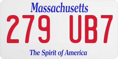 MA license plate 279UB7
