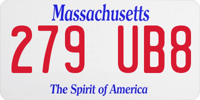MA license plate 279UB8