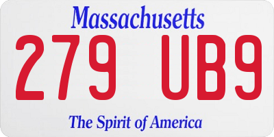 MA license plate 279UB9