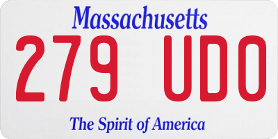 MA license plate 279UD0