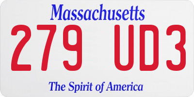 MA license plate 279UD3