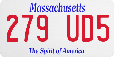 MA license plate 279UD5