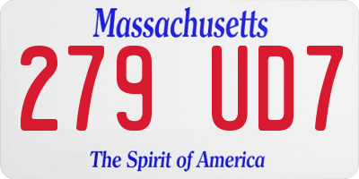MA license plate 279UD7