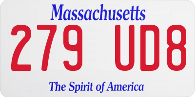 MA license plate 279UD8