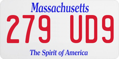 MA license plate 279UD9