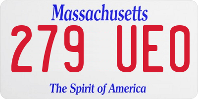 MA license plate 279UE0