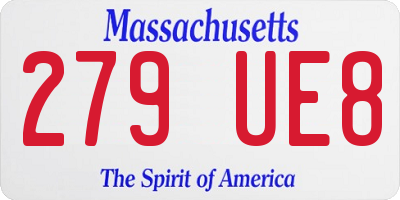 MA license plate 279UE8