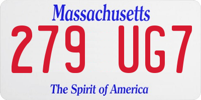 MA license plate 279UG7
