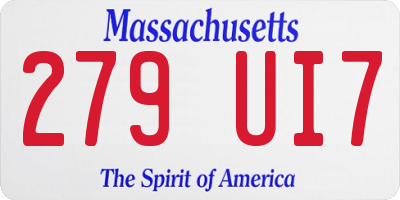 MA license plate 279UI7