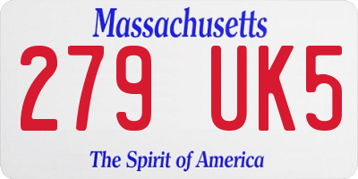 MA license plate 279UK5