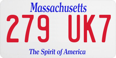 MA license plate 279UK7