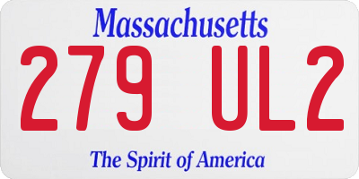 MA license plate 279UL2