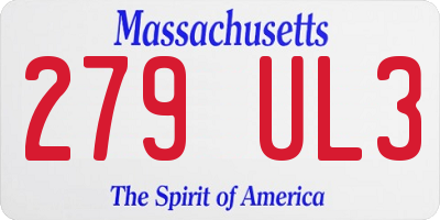 MA license plate 279UL3