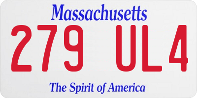 MA license plate 279UL4